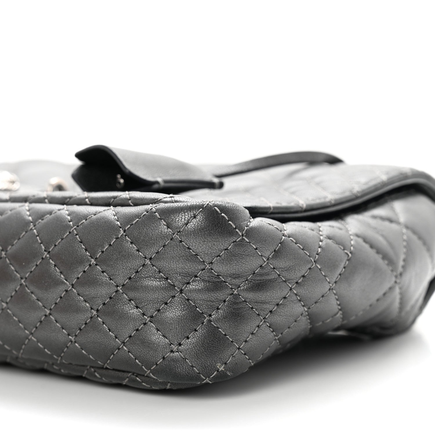 Versace Metallic Nappa Quilted Icon Shoulder Bag Grey 10 of 14