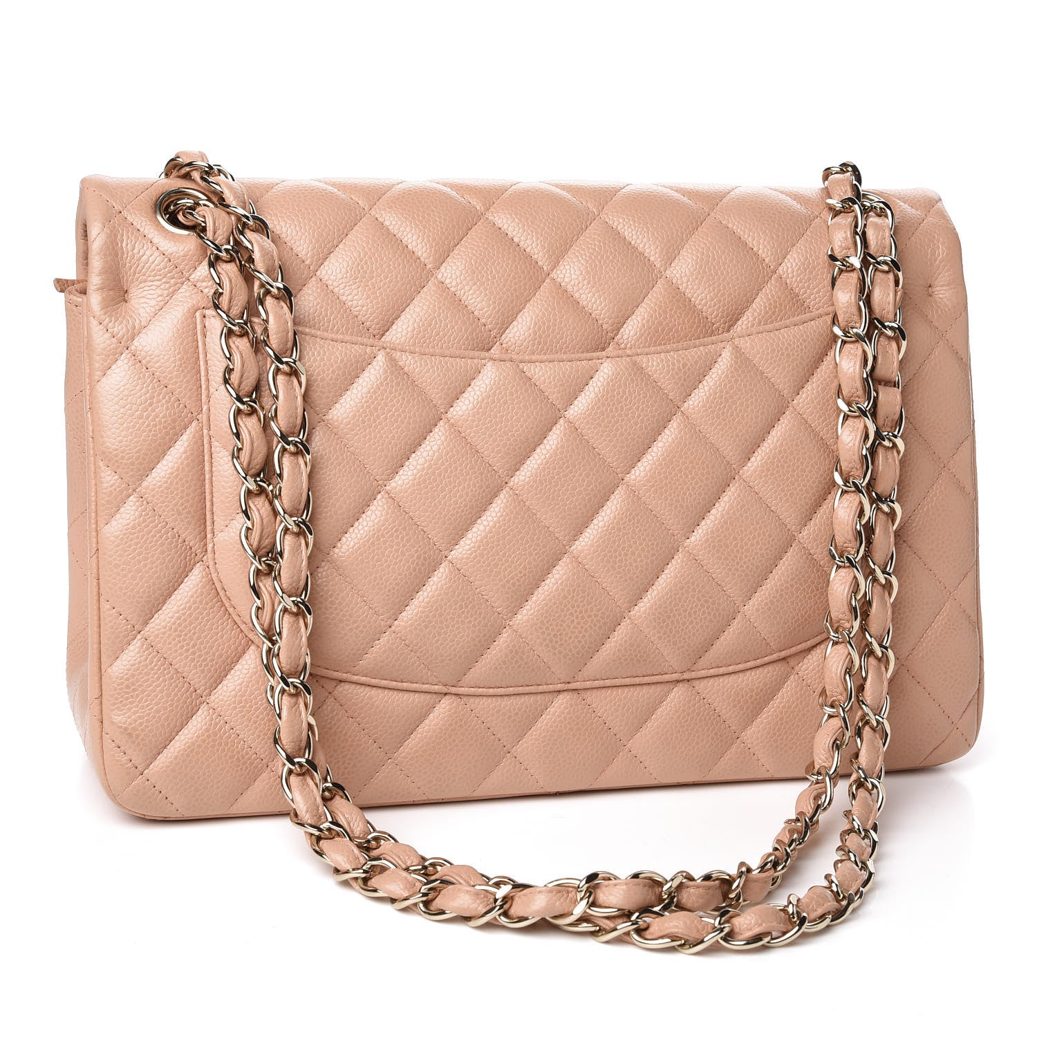 Chanel Pearly Caviar Quilted Jumbo Double Flap Beige 2 of 9