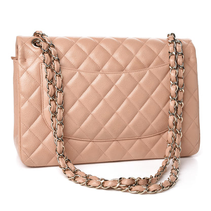 Chanel Pearly Caviar Quilted Jumbo Double Flap Beige 2 of 9