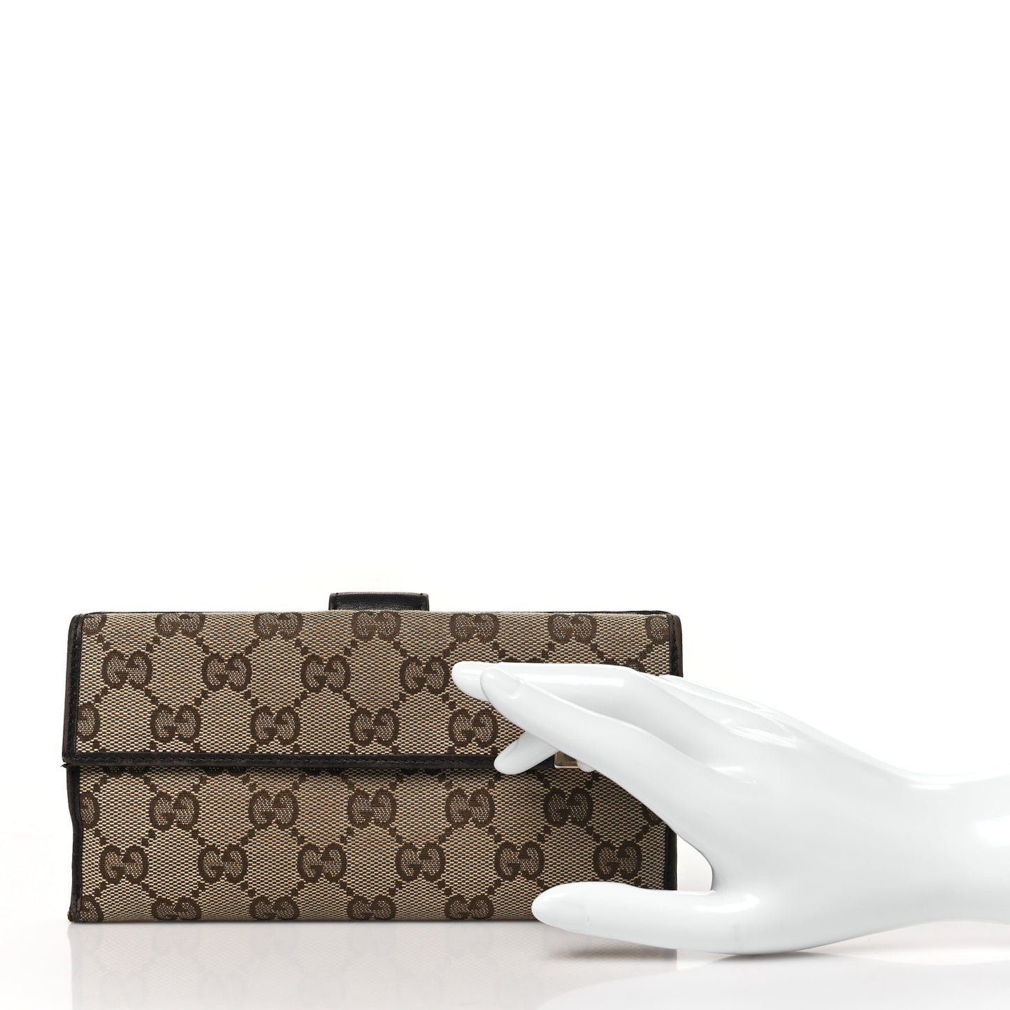 Monogram Margaux Calfskin Dice Continental Wallet Beige Ebony Dark Brown