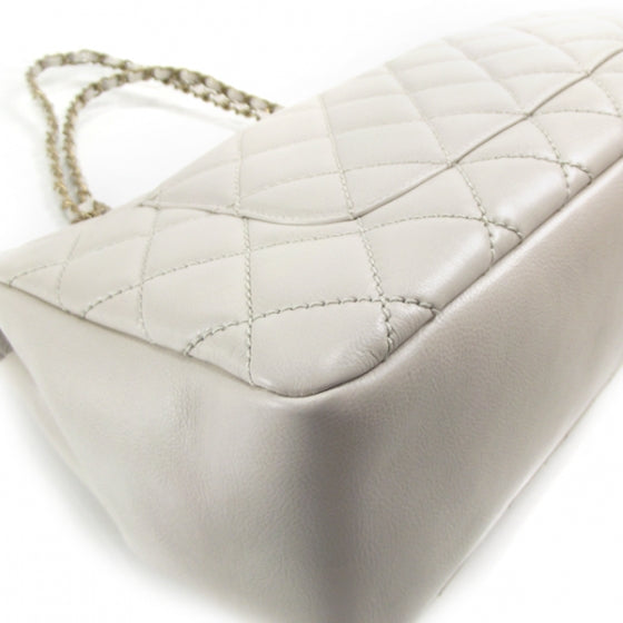 Lambskin Classic Jumbo Flap Zip Top Tote 2011 Stone