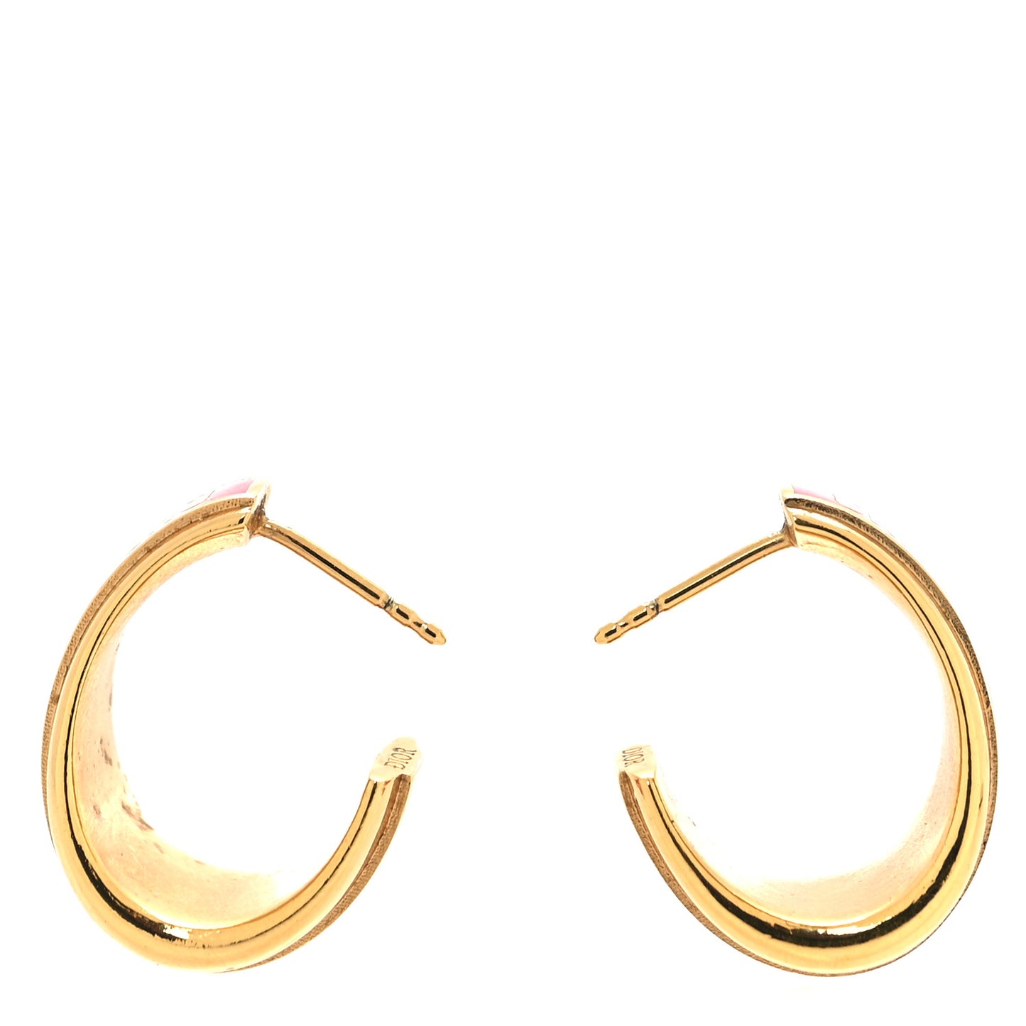 Metal Enamel Code Hoop Earrings Pink Gold