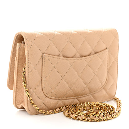 Chanel Caviar Quilted Wallet on Chain WOC Beige 3 of 14