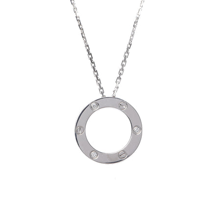 Cartier 18K White Gold 3 Diamonds LOVE Pendant Necklace 4 of 7