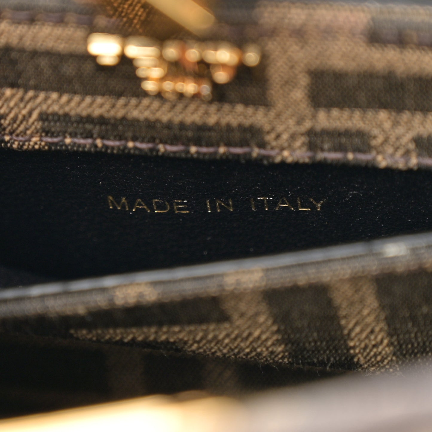 Fabric Jacquard Paillettes Vitello Seta FF 1974 Petite Peekaboo I SEE U Satchel Tobacco Moro