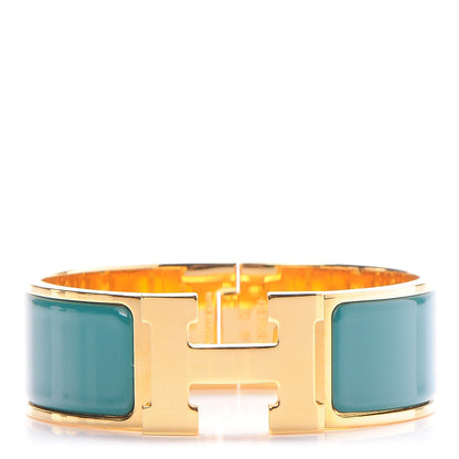 Hermes Enamel Wide Clic Clac H Bracelet PM Malachite 1 of 6