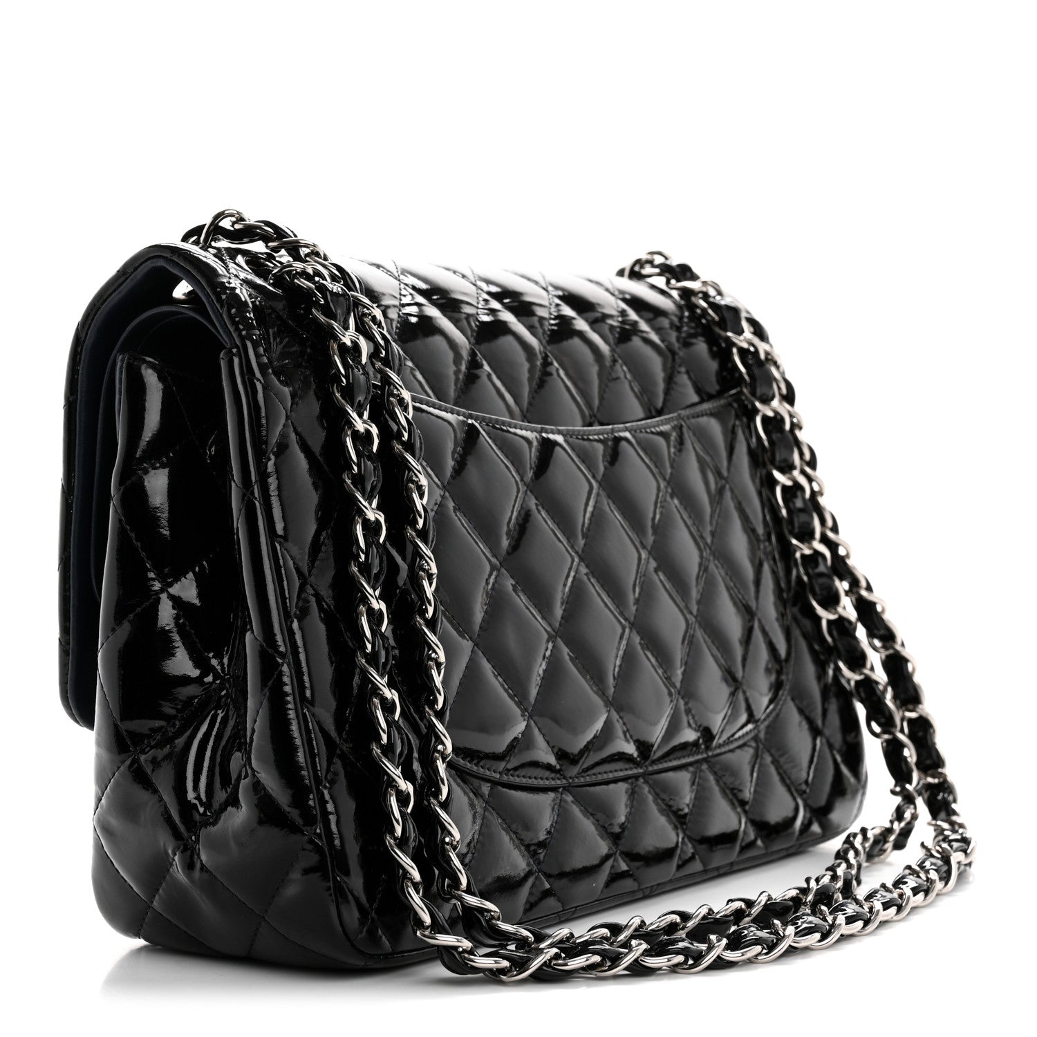 Chanel Patent Quilted Jumbo Double Flap Navy Blue 3 of 13