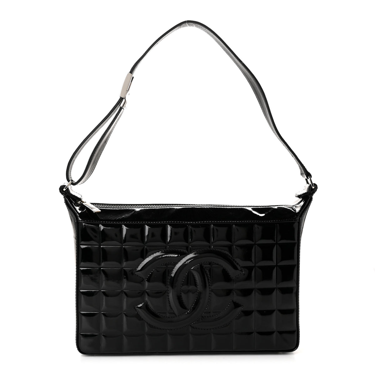 Chanel Patent Chocolate Bar Quilted Shoulder Bag Black 1 of 11