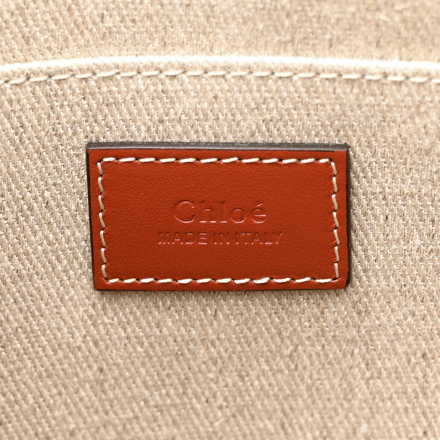 Chloe Cotton Calfskin Medium Woody Ribbon Tote White Brown 6 of 11