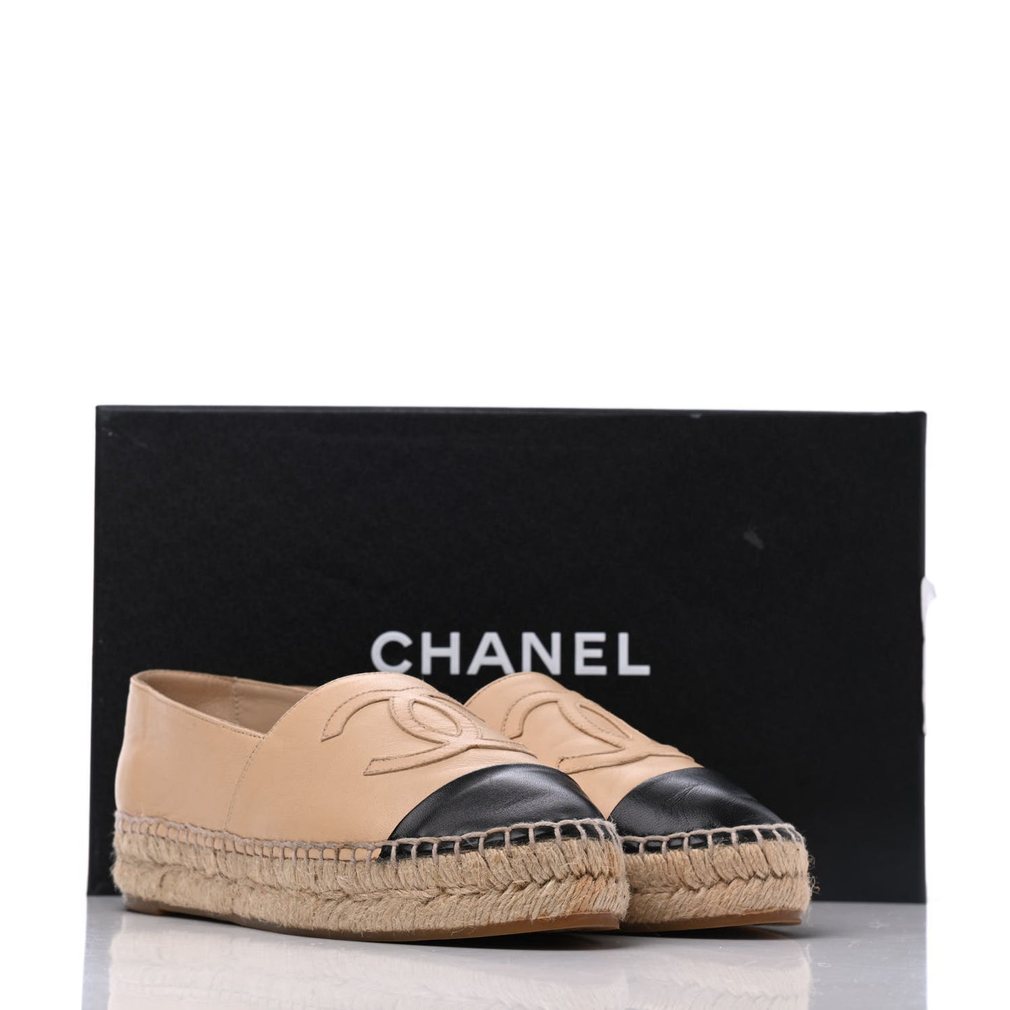 Lambskin CC Espadrilles 35 Beige Black