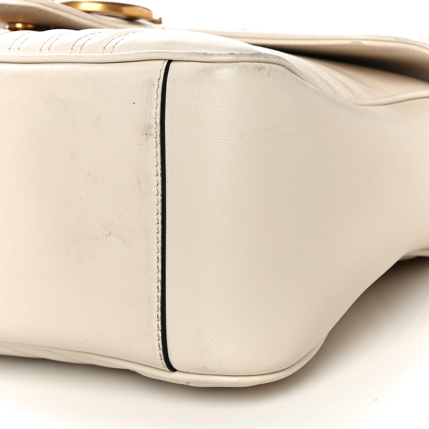 Calfskin Matelasse Small GG Marmont Top Handle Shoulder Bag White