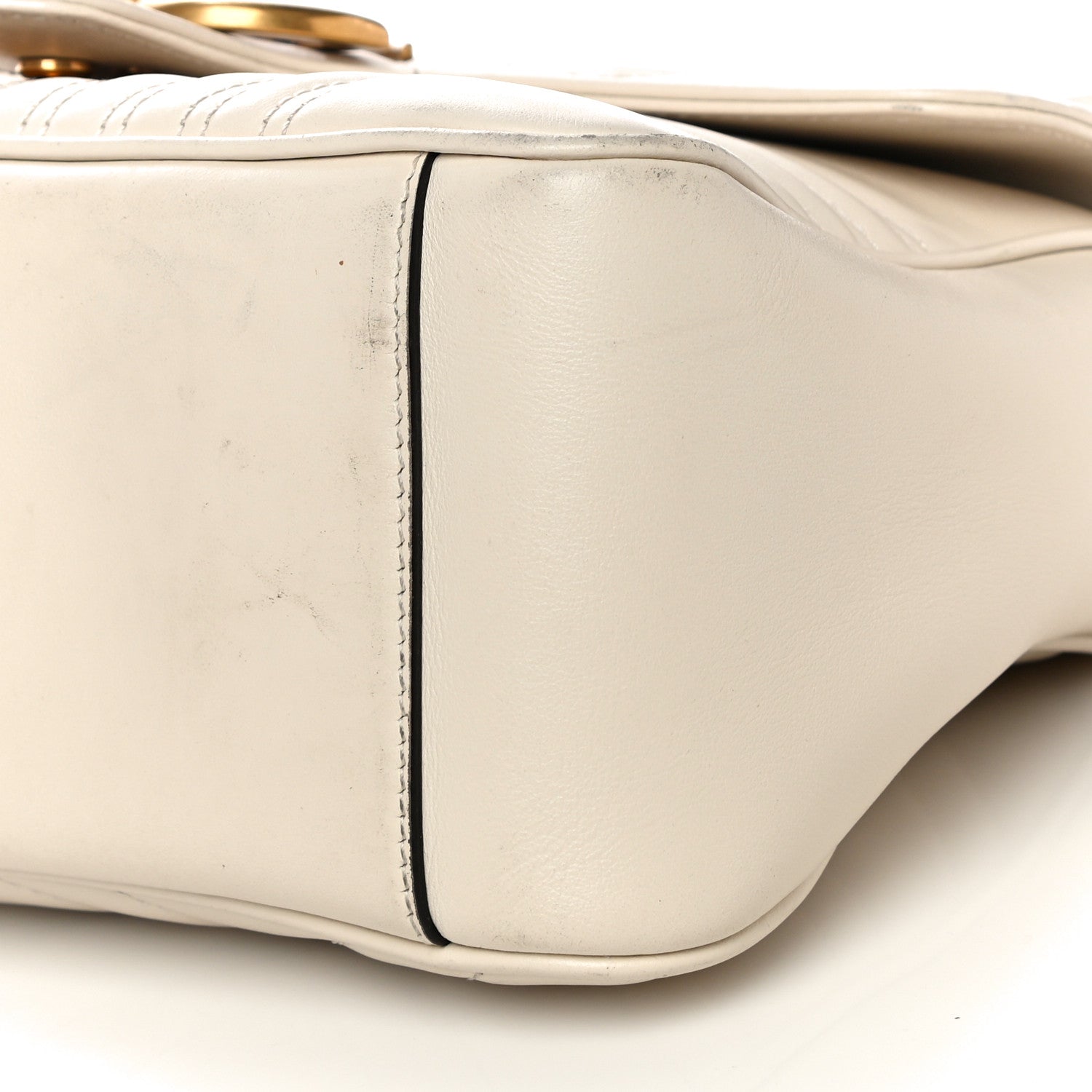 Gucci Calfskin Matelasse Small GG Marmont Top Handle Shoulder Bag White 10 of 19