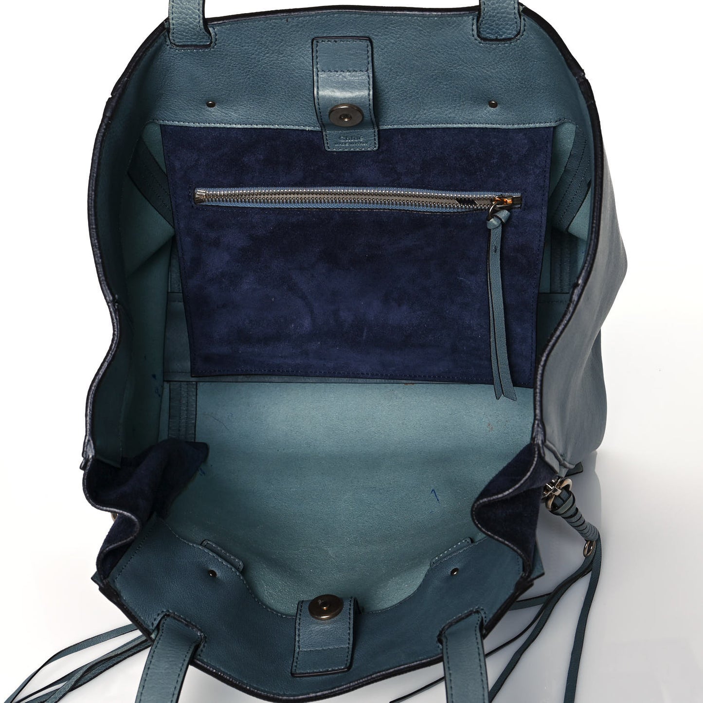 Smooth Calfskin Medium Milo Shopping Tote Cloudy Blue
