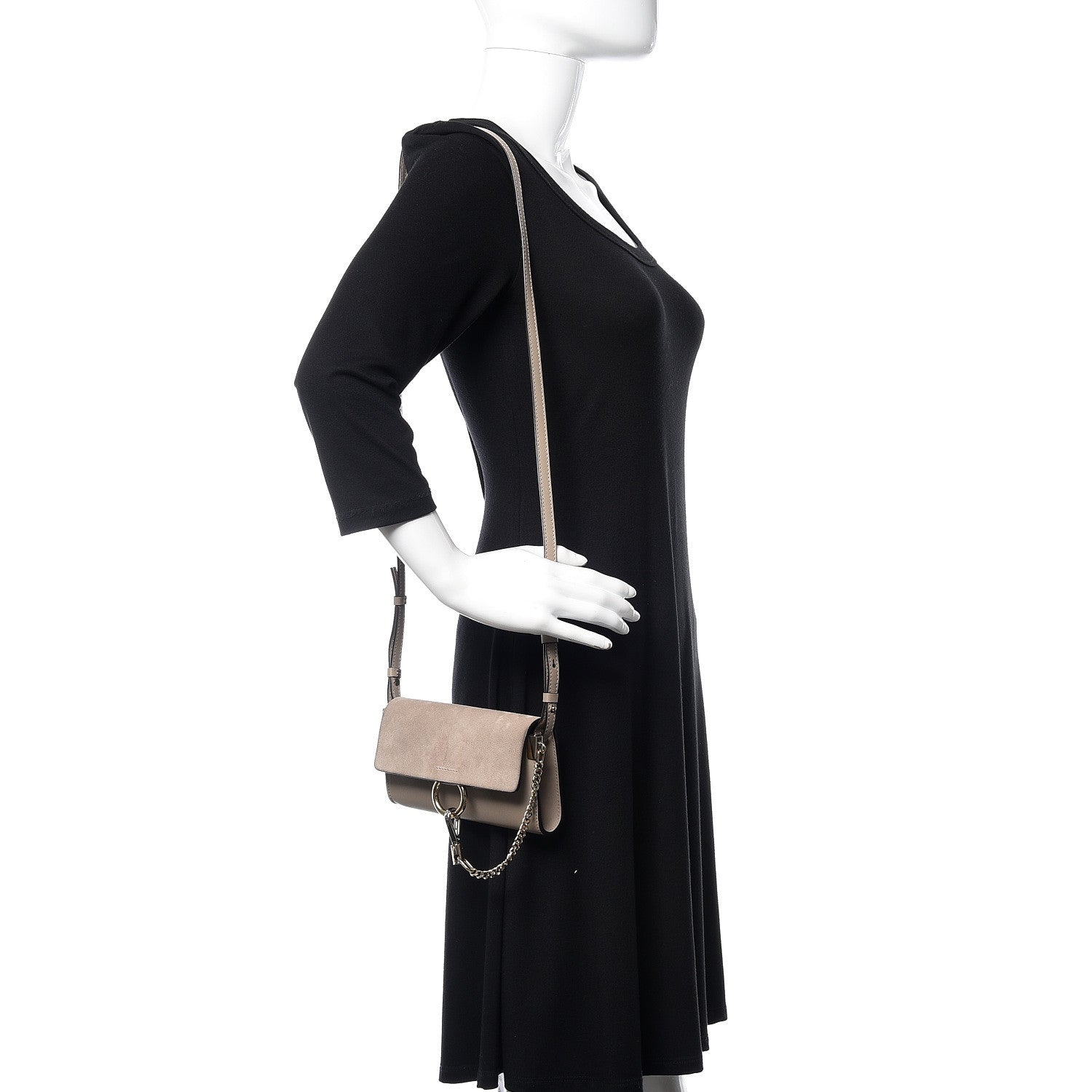 Chloe Suede Calfskin Mini Faye Shoulder Bag Motty Grey 2 of 11