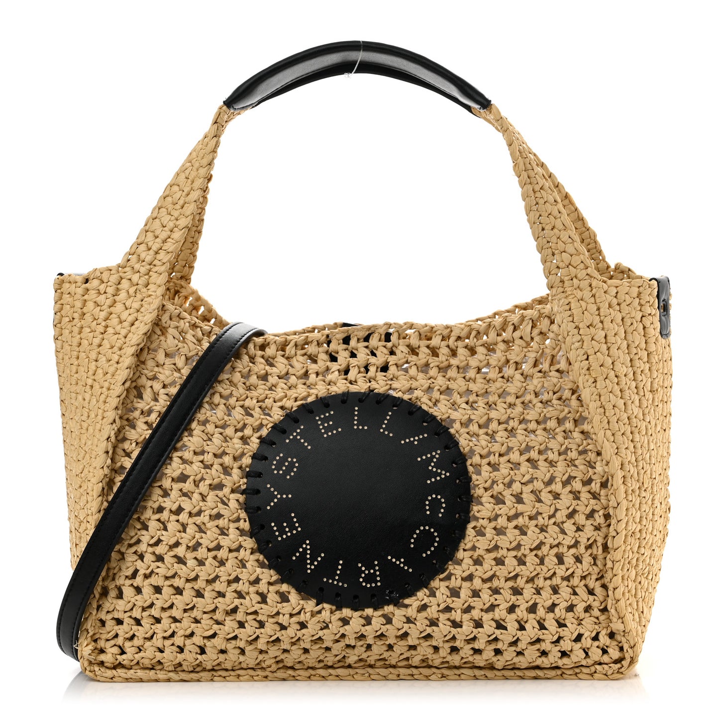 Braided Raffia Eco Alter Napa Perforated Logo Crossbody Bag Natural