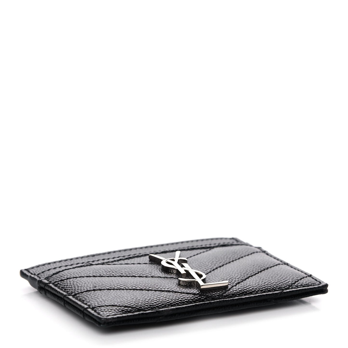 Grain De Poudre Matelasse Chevron Monogram Credit Card Case Black