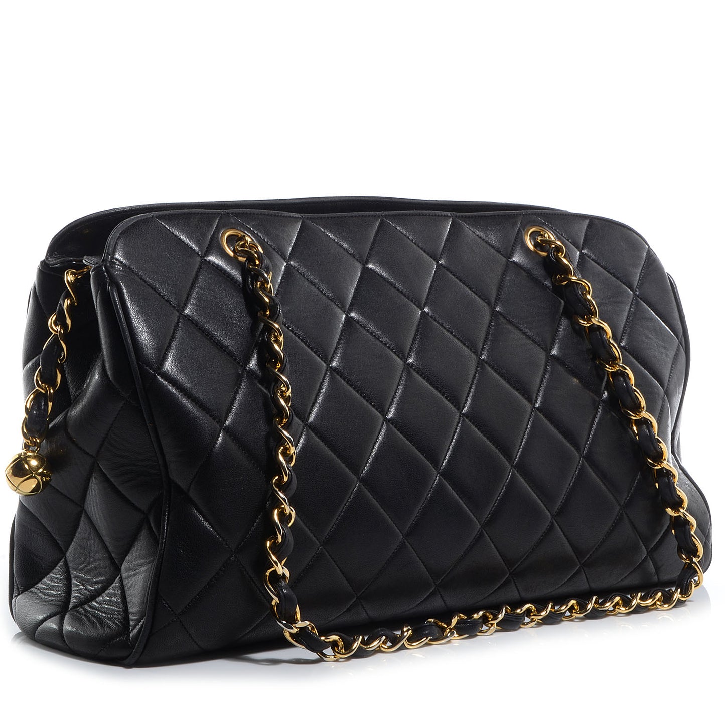 Lambskin Quilted Shoulder Bag Black