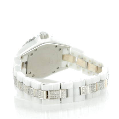 Chanel Stainless Steel Ceramic Diamond Ruby 33mm J12 Quartz Watch White 4 of 5