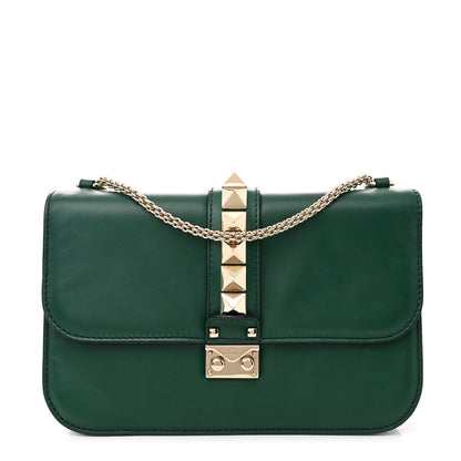 Valentino Garavani Vitello Medium Glam Lock Rockstud Flap Smeraldo 1 of 12