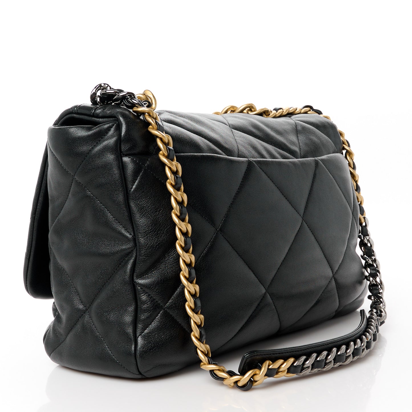 Goatskin Quilted Maxi Chanel 19 Flap Black