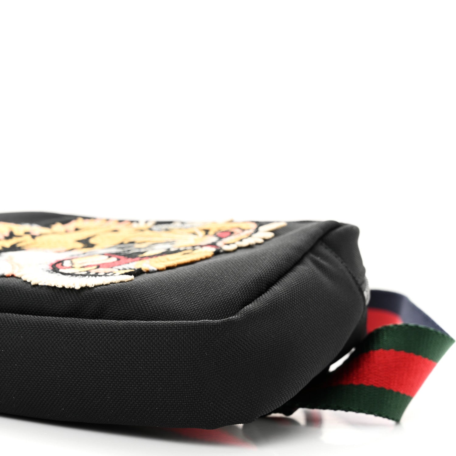 Gucci Canvas Web Tiger Embroidered Messenger Bag Black 10 of 10
