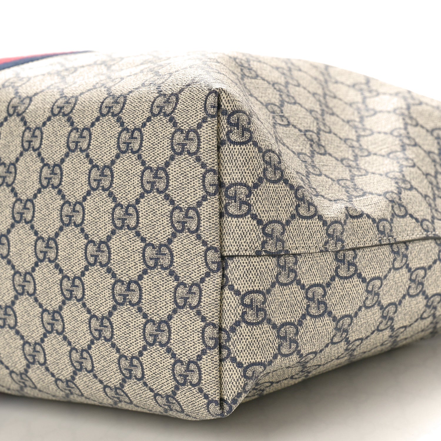 Gucci GG Supreme Monogram Textured Calfskin Web Medium Ophidia Shopping Tote Beige Blue 10 of 10