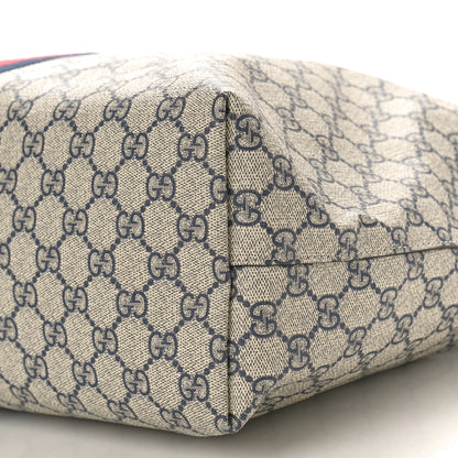 Gucci GG Supreme Monogram Textured Calfskin Web Medium Ophidia Shopping Tote Beige Blue 10 of 10