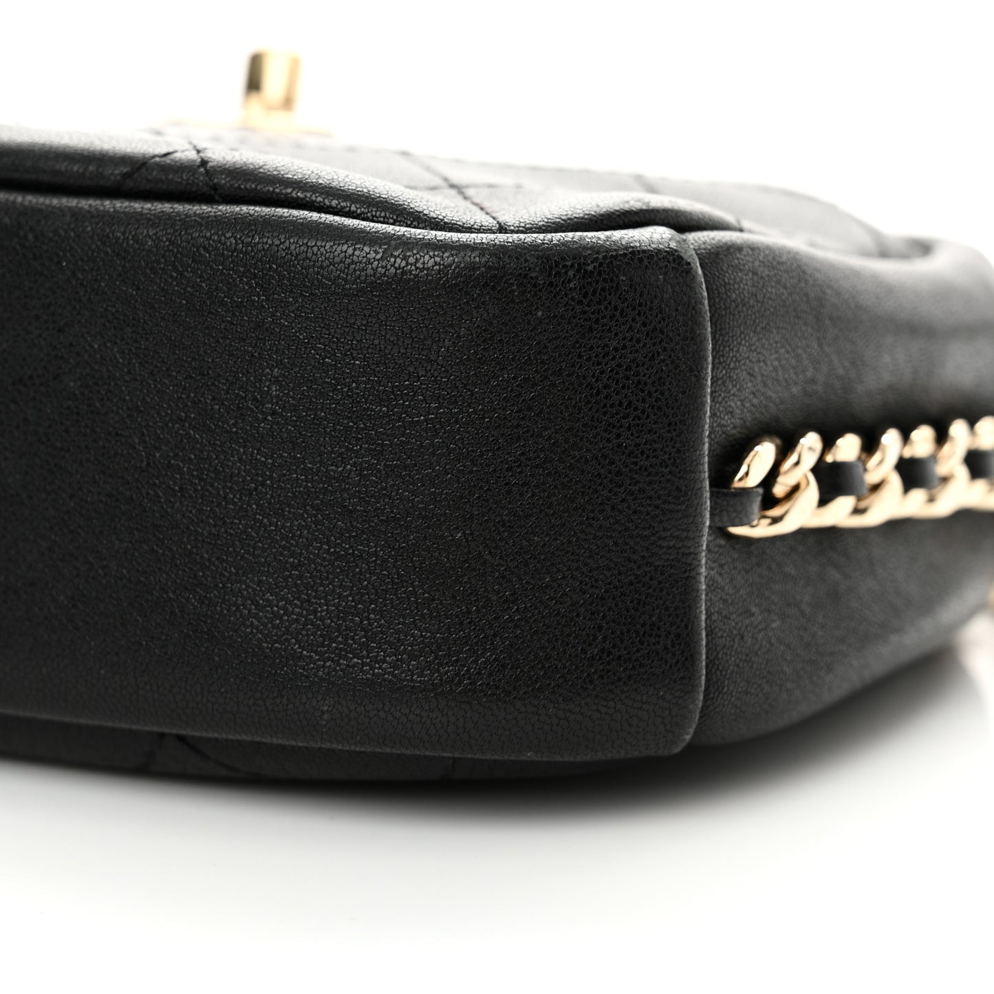 Goatskin Quilted Small Casual Trip Camera Case Black