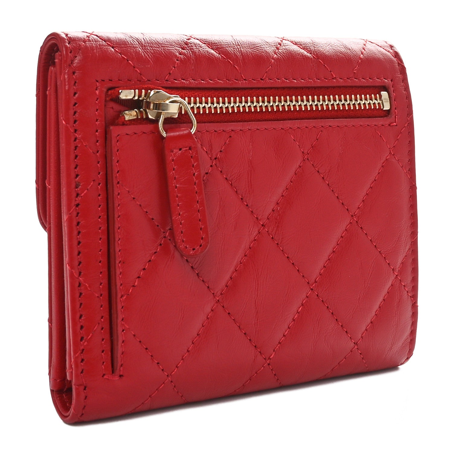 Chanel Aged Calfskin Quilted Reissue Compact Wallet Red 3 of 10