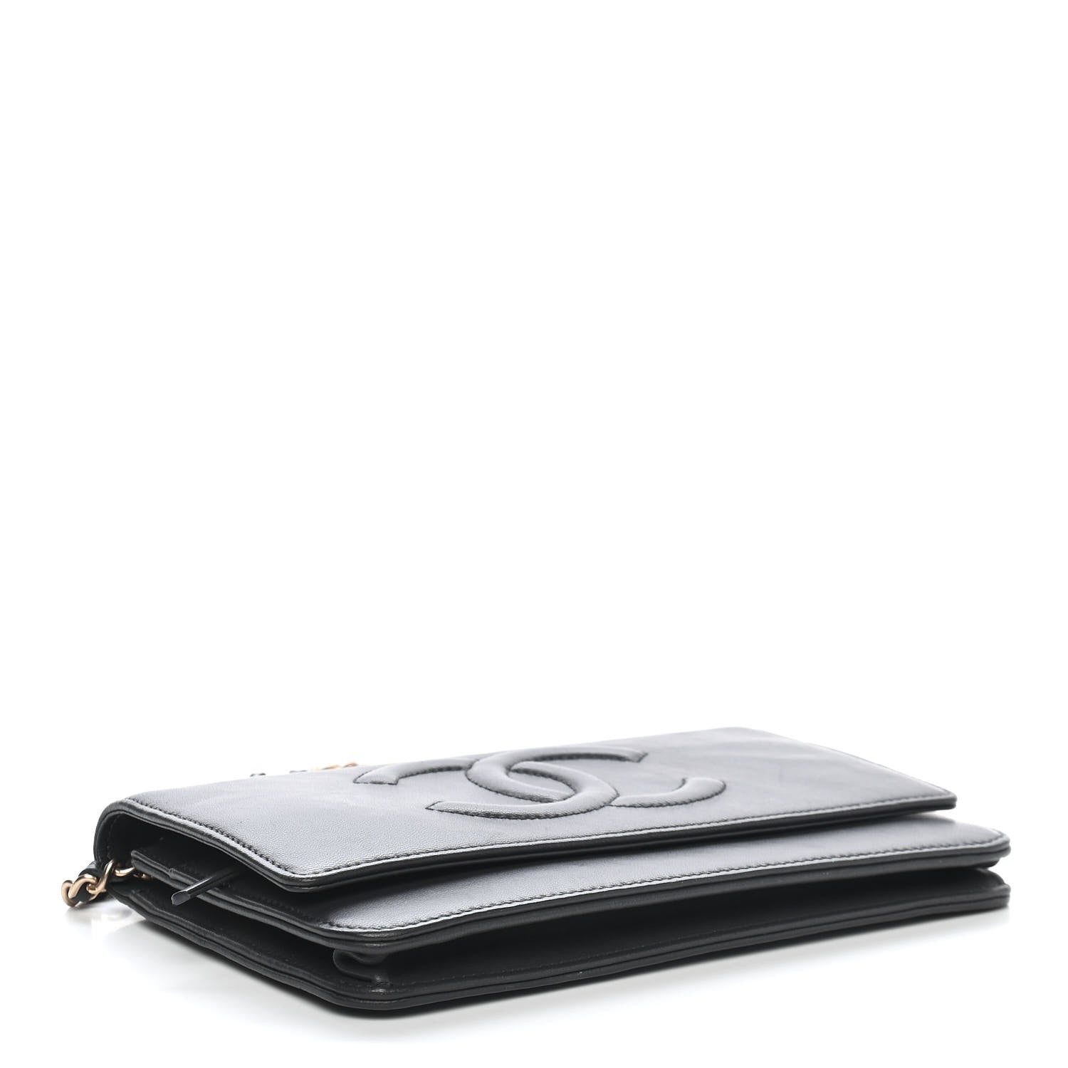 Chanel Lambskin Timeless CC Wallet On Chain WOC Grey 4 of 12