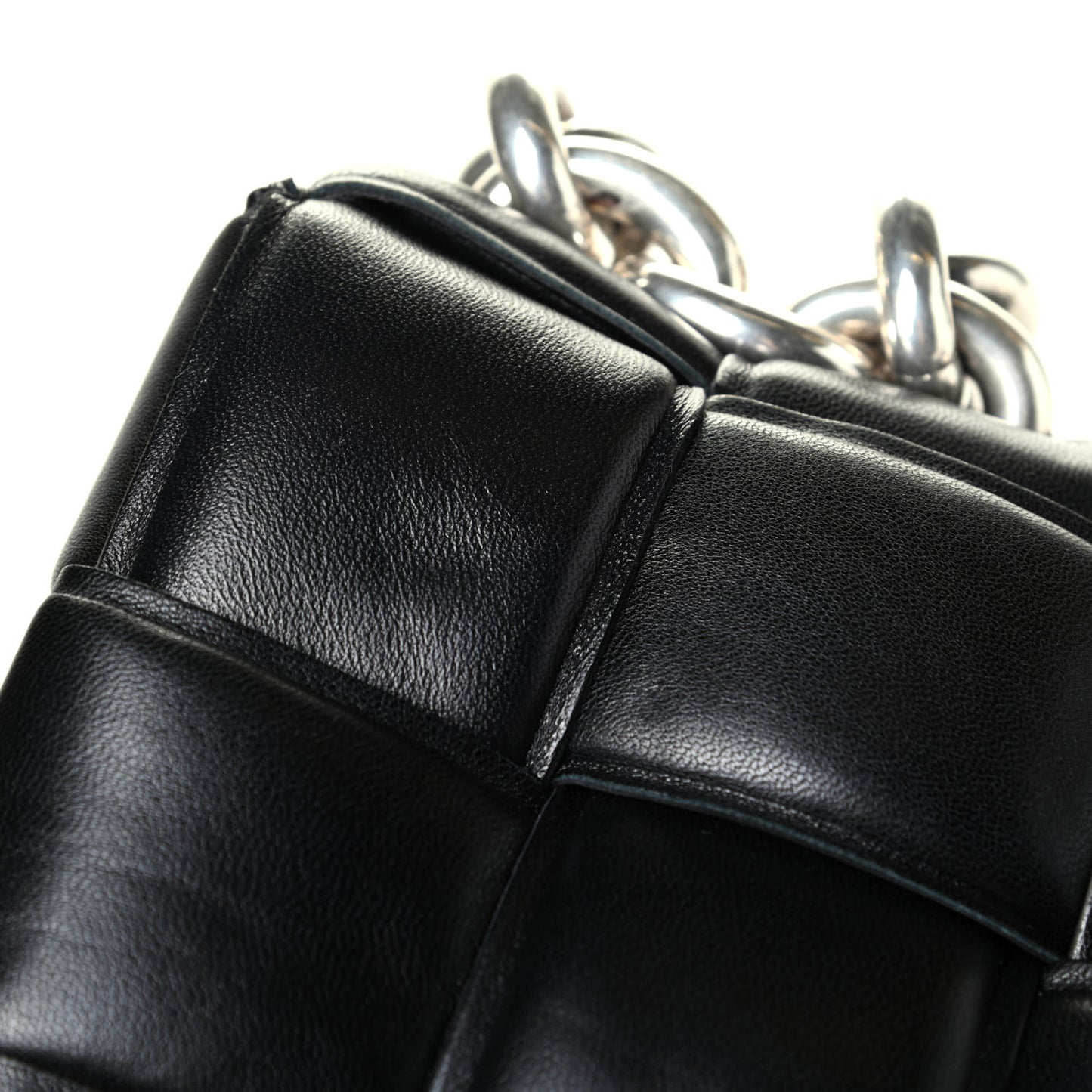 Lambskin Maxi Intreccio Padded Chain Cassette Crossbody Bag Black