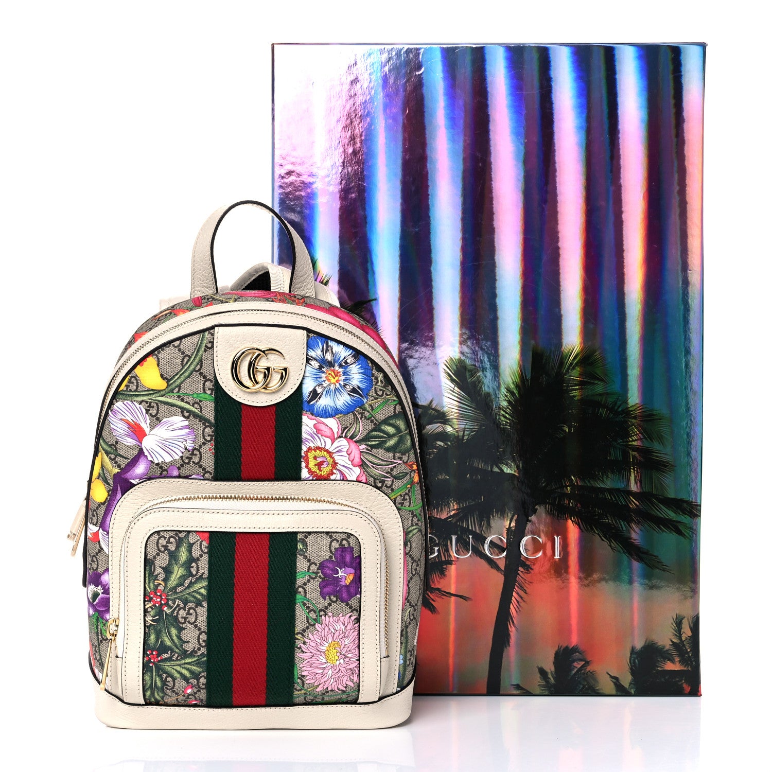 Gucci GG Supreme Monogram Flora Web Small Ophidia Day Backpack White 12 of 12