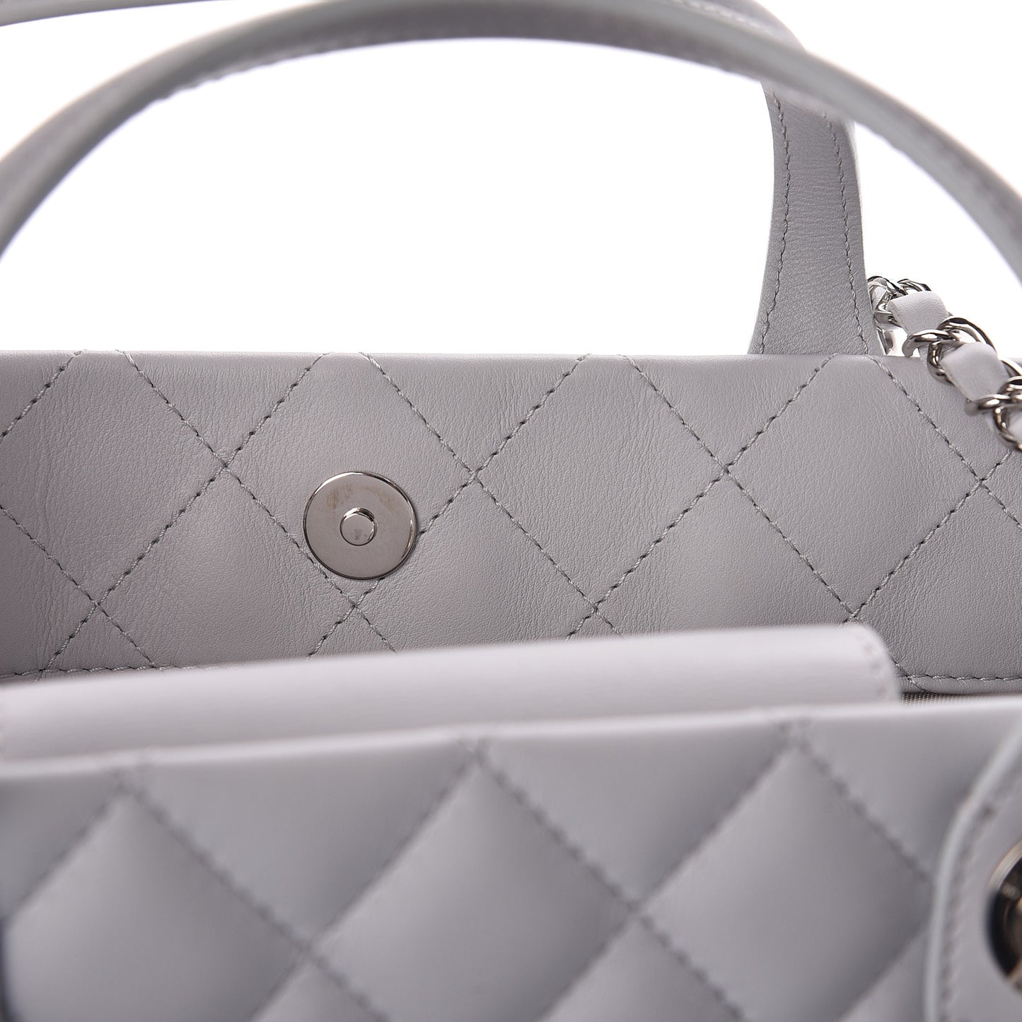Calfskin Quilted Small Easy Shopping Tote Grey