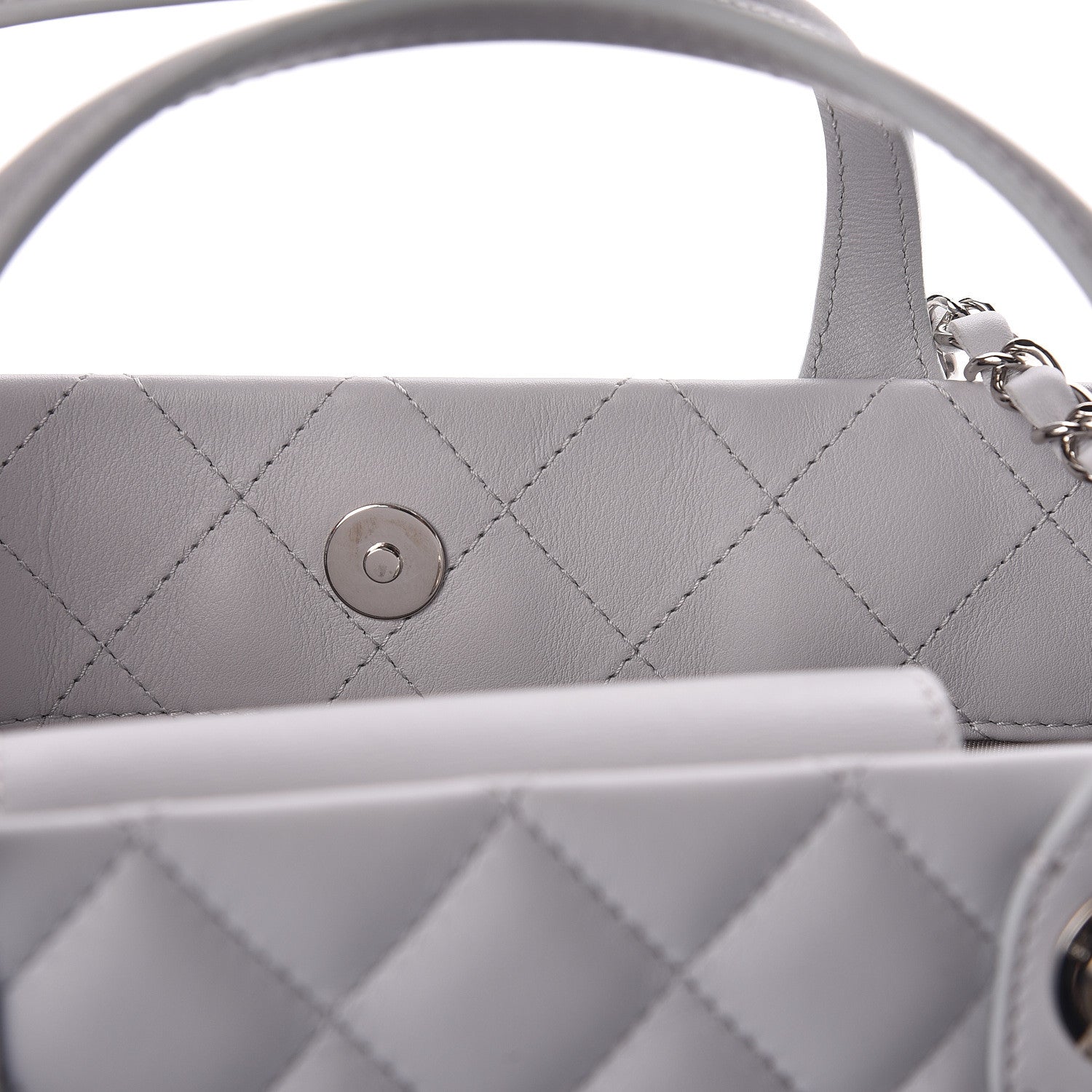 Chanel Calfskin Quilted Small Easy Shopping Tote Grey 10 of 13