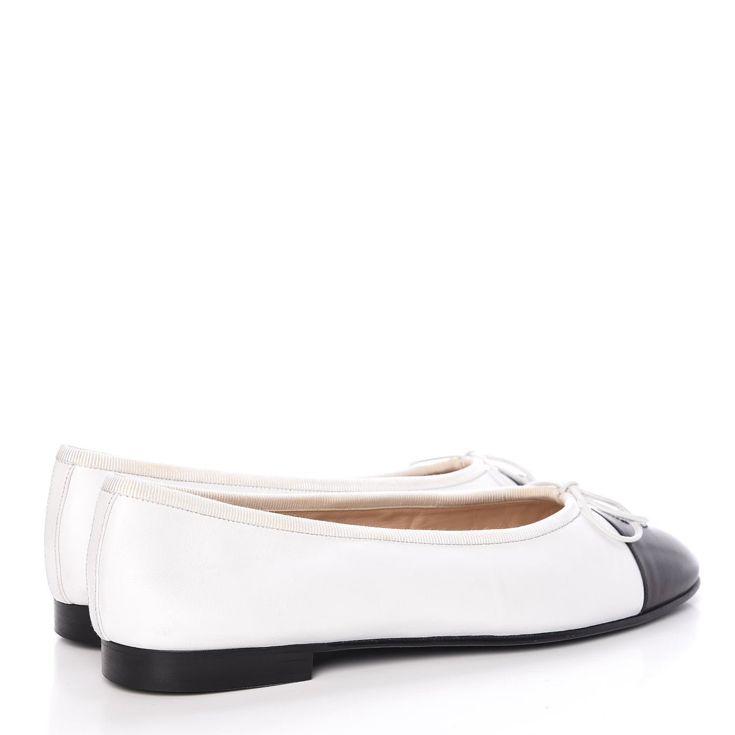 Lambskin Cap Toe Ballerina Flats 39 White Black