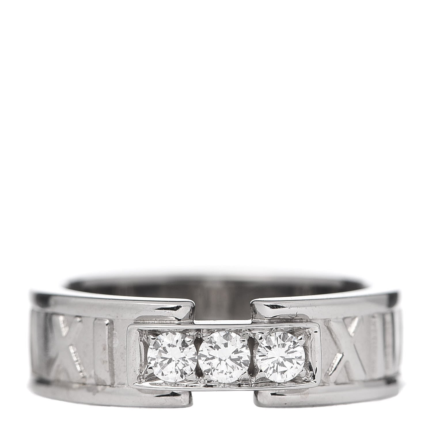 Tiffany 18K White Gold Diamond Atlas Ring 49 4.75 1 of 6