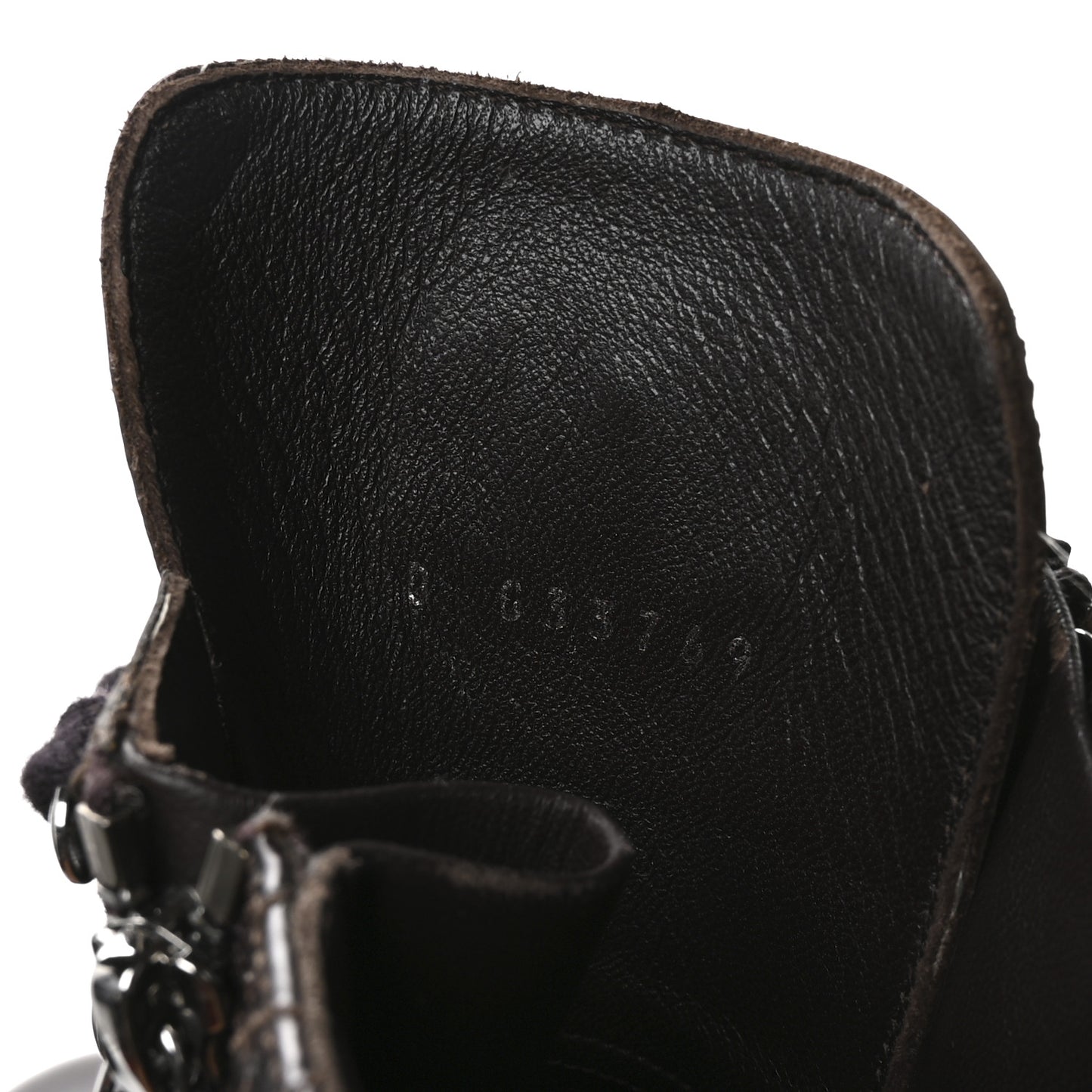 Shiny Calfskin Quilted CC Lace Up Combat Boots 37.5 Dark Burgundy