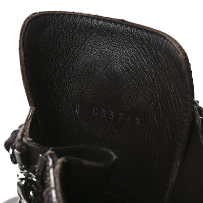 Chanel Shiny Calfskin Quilted CC Lace Up Combat Boots 37.5 Dark Burgundy 8 of 9