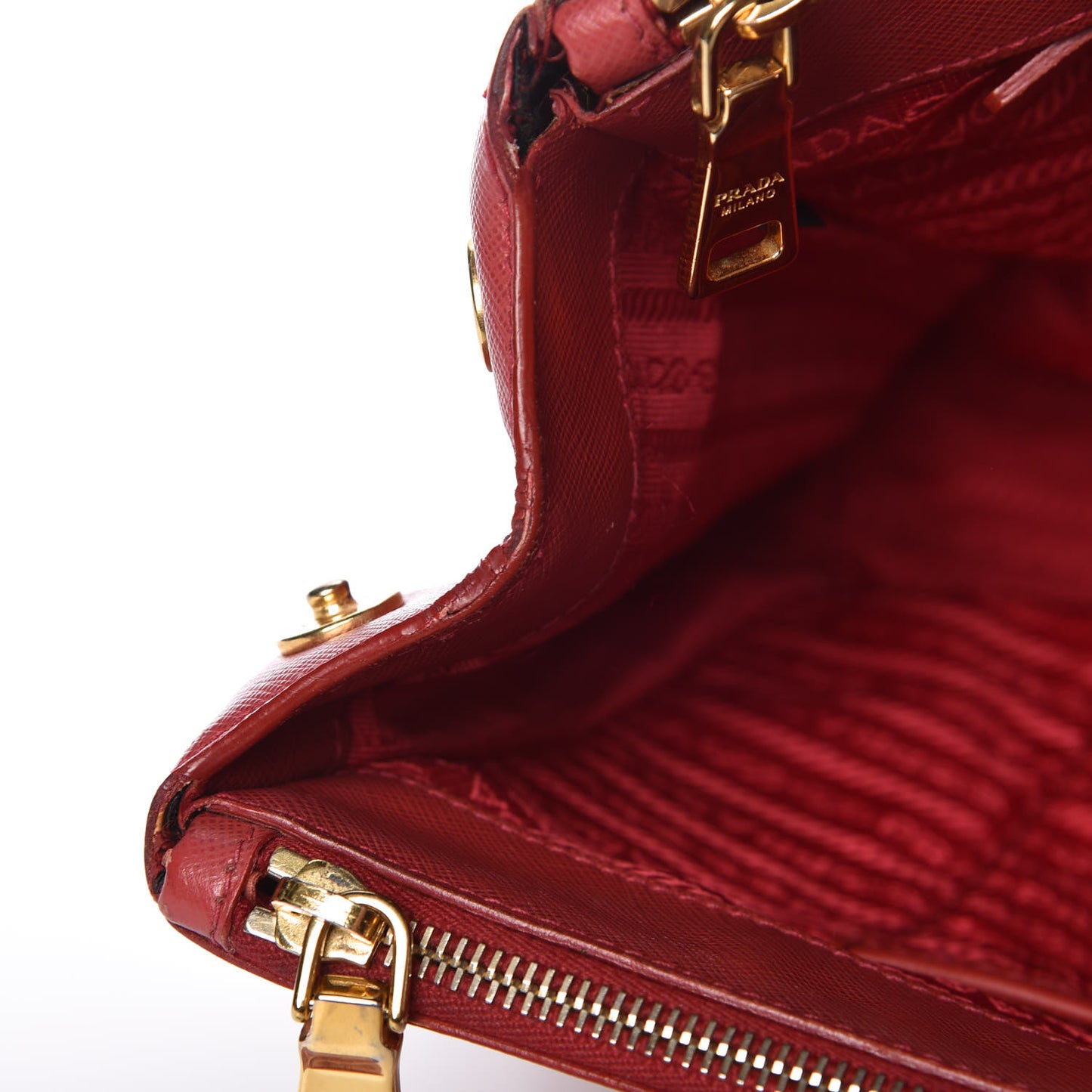 Saffiano Lux Large Galleria Double Zip Tote Fuoco