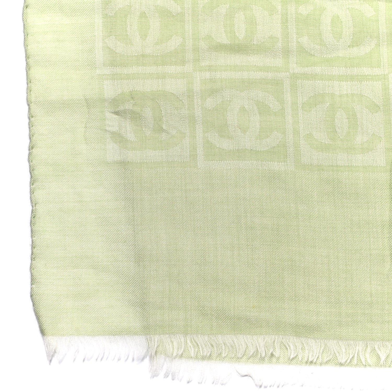 Chanel Cashmere Silk CC Scarf Green 3 of 6