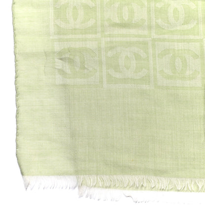 Chanel Cashmere Silk CC Scarf Green 3 of 6