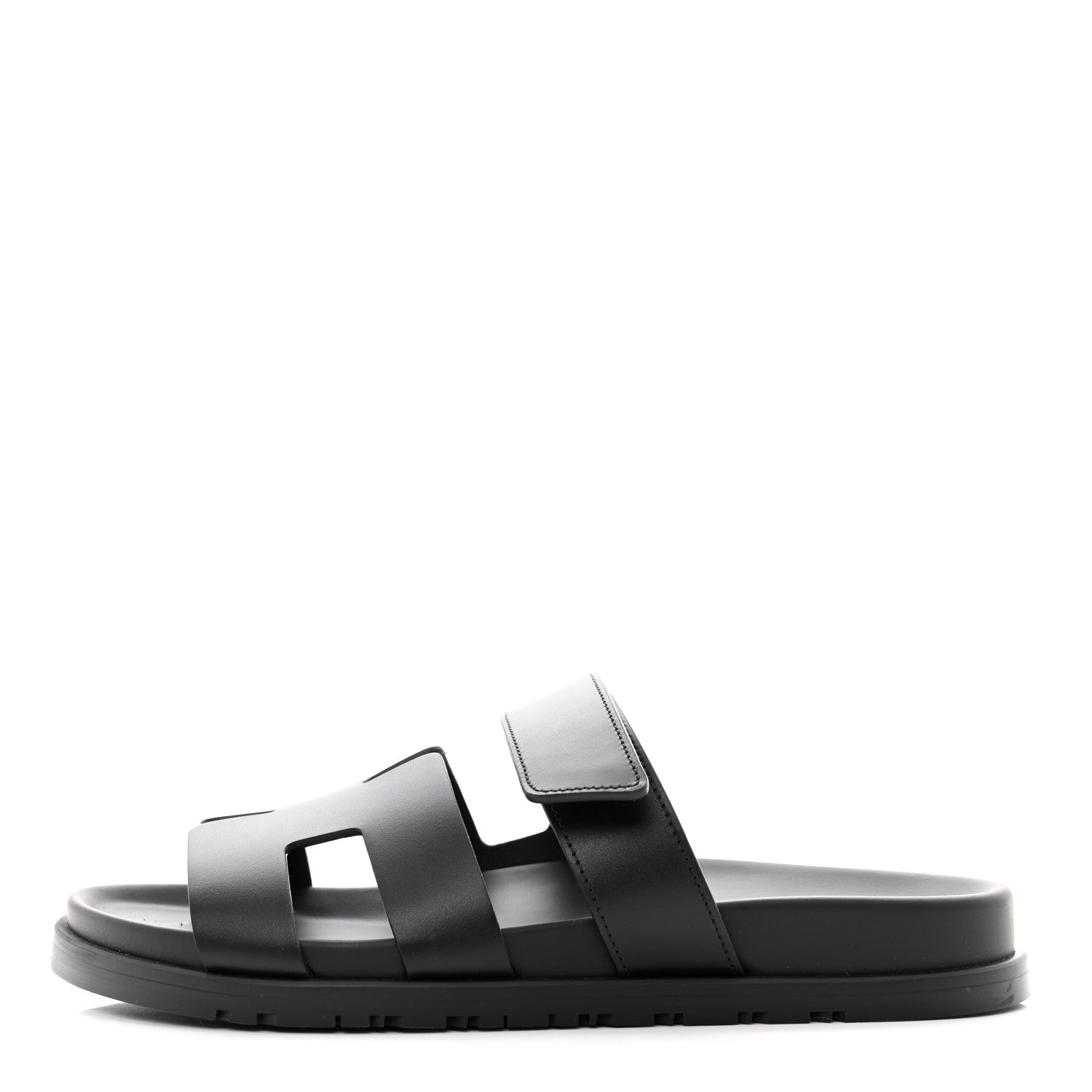 Hermes Calfskin Womens Chypre Sandals 39.5 Black 1 of 9