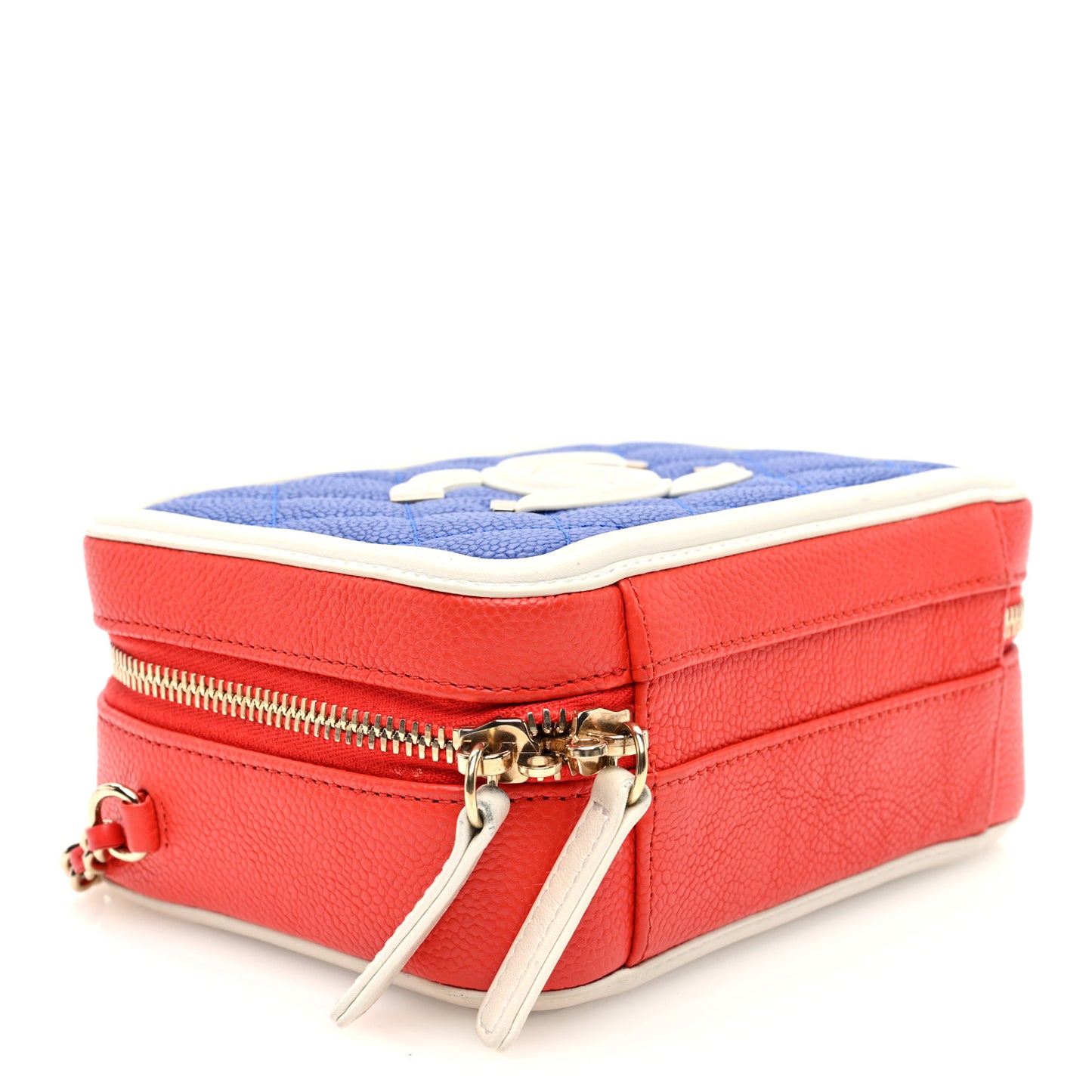 Caviar Quilted Small CC Filigree Vanity Case Blue White Red