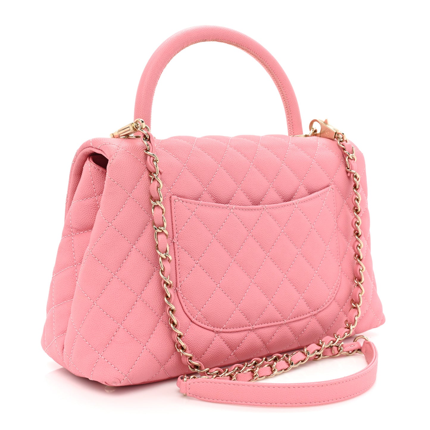 Caviar Quilted Small Coco Handle Flap Pink