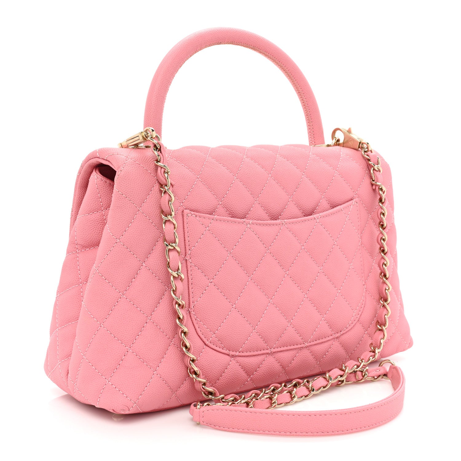 Chanel Caviar Quilted Small Coco Handle Flap Pink 3 of 19