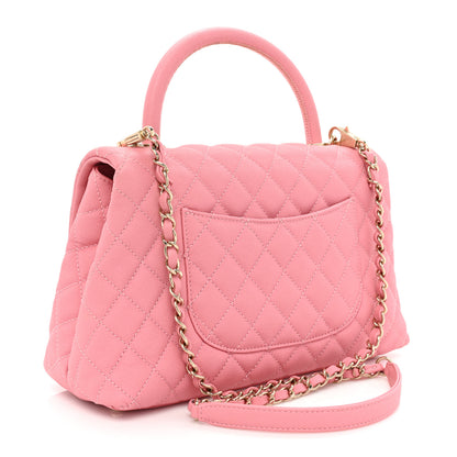 Chanel Caviar Quilted Small Coco Handle Flap Pink 3 of 19