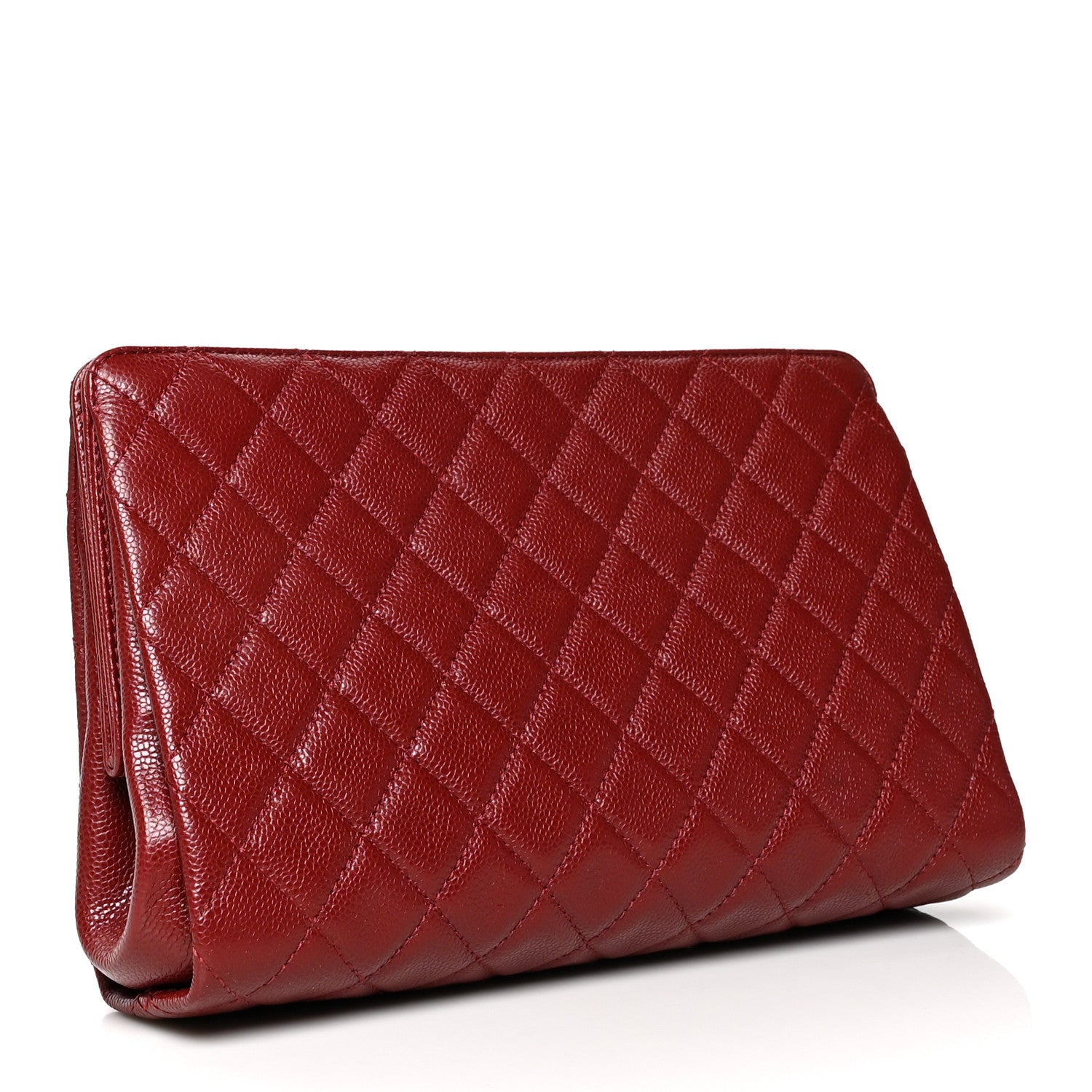 Chanel Caviar Quilted CC Large Clutch Dark Red 2 of 9