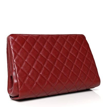 Chanel Caviar Quilted CC Large Clutch Dark Red 2 of 9