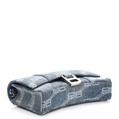 Balenciaga Denim BB Monogram Hourglass Chain Bag Blue 4 of 9