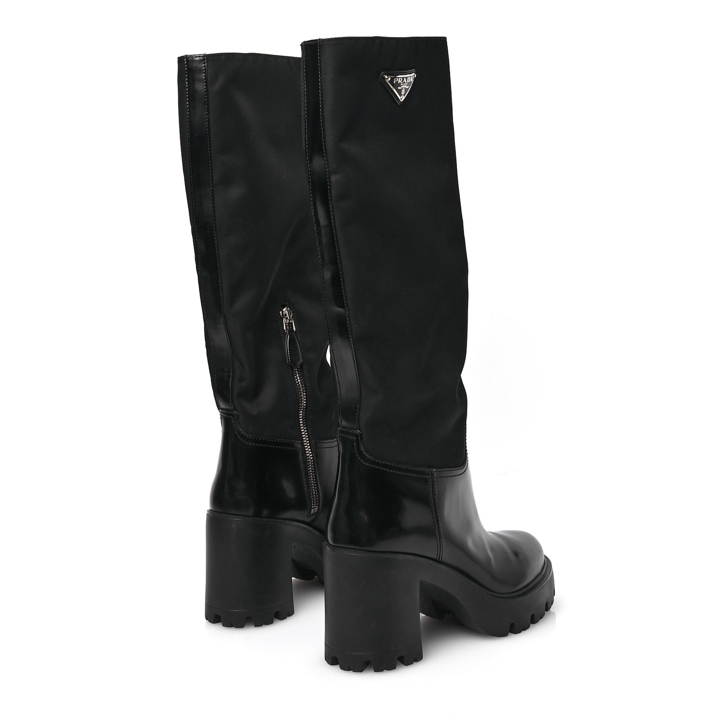 Spazzolato Re-Nylon Metal Triangle Logo 90mm Tall Boots 37 Black